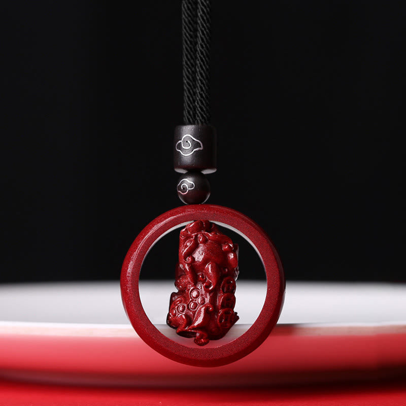 Buddha Stones cinabrio Om Mani Padme Hum PiXiu bendición collar de cuentas de la suerte colgante - PiXiu - Cuerda negra - image 26