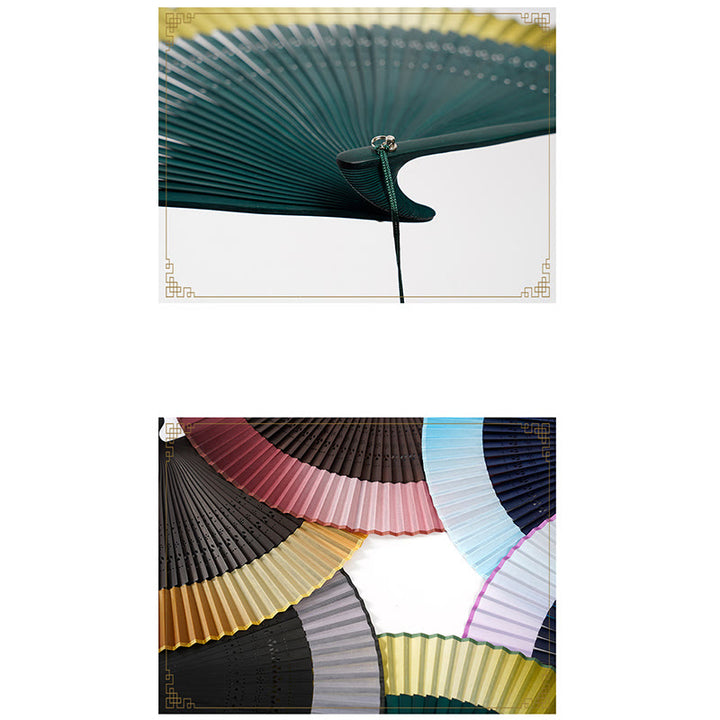 Abanico plegable de bambú de mano grabado hueco de color degradado de Buddha Stones