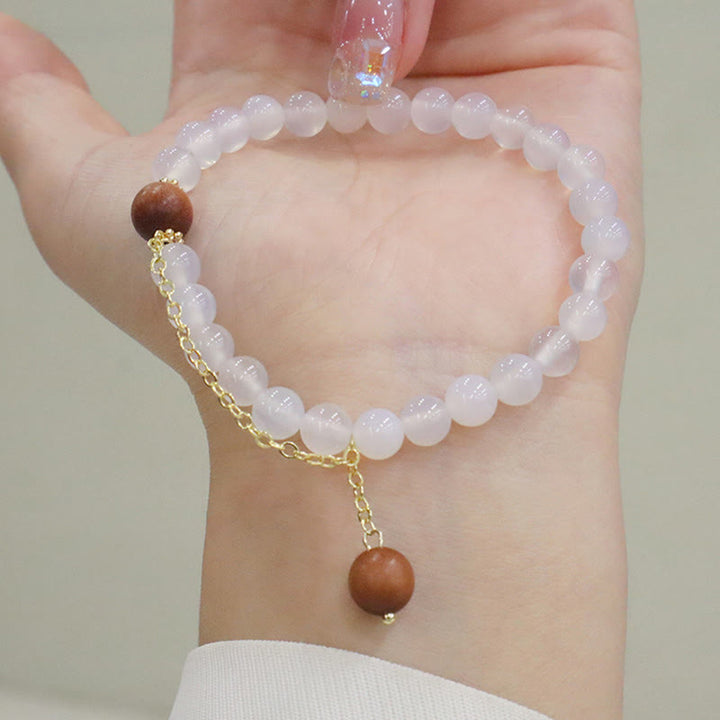 Pulsera de protección con dije de personaje Fu de ojo de gato de sándalo con Buddha Stones