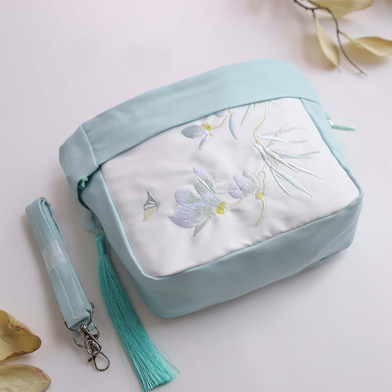 Buddha Stones Suzhou bordado Lotus Epiphyllum Magnolia algodón lino bolso bandolera bolso de hombro bolso