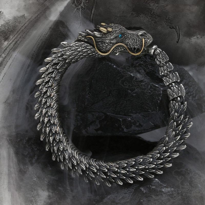 Pulsera de cadena de protección de la suerte con amuleto hecho a mano de dragón nórdico de Buddha Stones