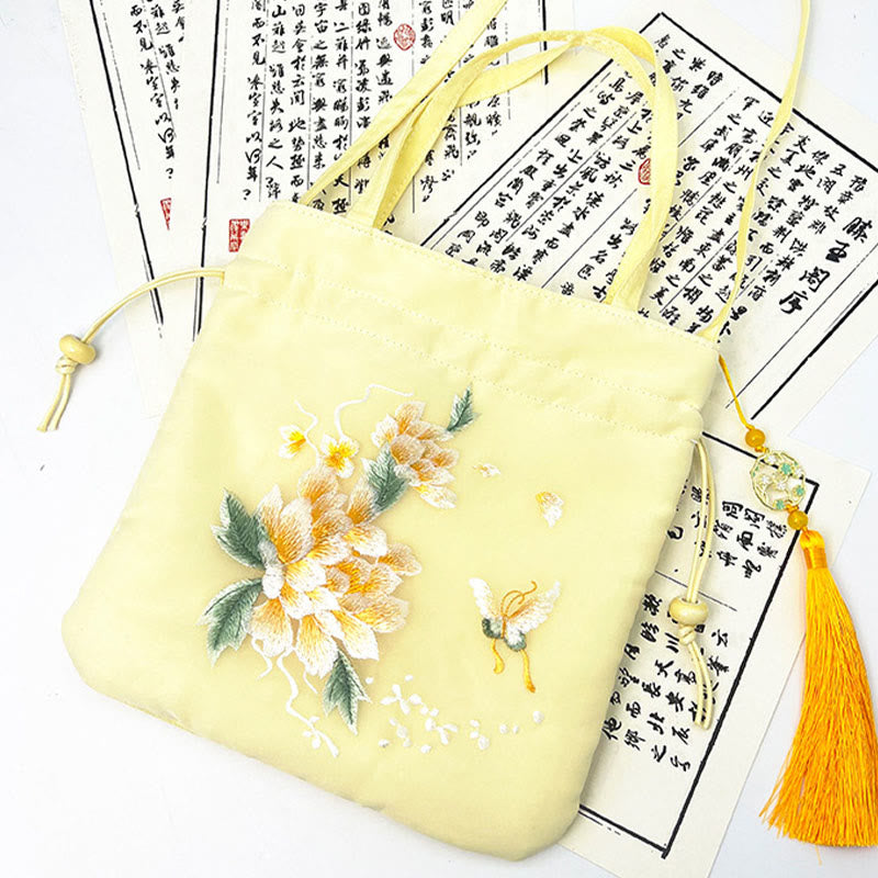Buddha Stones Lotus Peony Epiphyllum Phoenix Suzhou bordado algodón lino Tote bandolera bolso de hombro bolso
