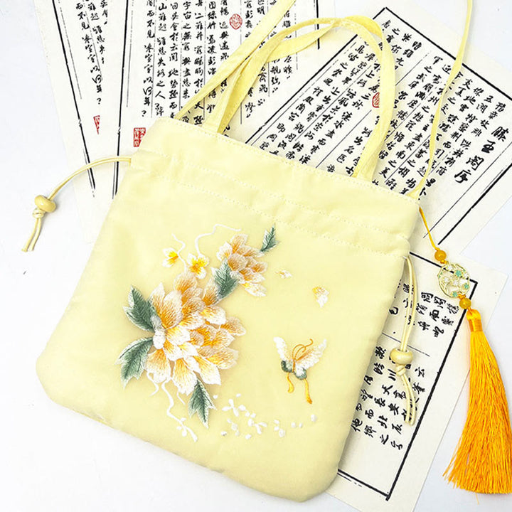 Buddha Stones Lotus Peony Epiphyllum Phoenix Suzhou bordado algodón lino Tote bandolera bolso de hombro bolso