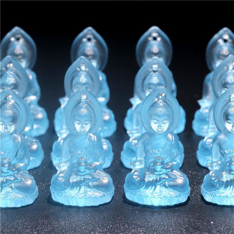 Buddha Stones azul Tathagata Buda medicina Buda Liuli cristal serenidad amuleto collar colgante - image 14