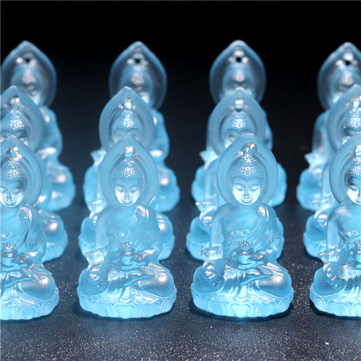 Buddha Stones azul Tathagata Buda medicina Buda Liuli cristal serenidad amuleto collar colgante - image 14