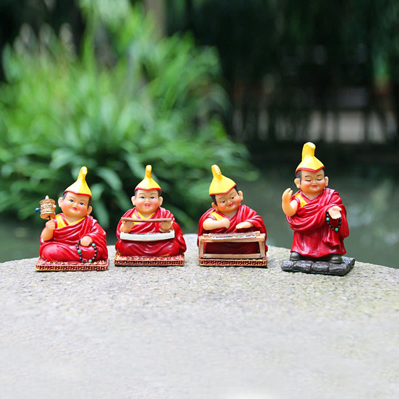Buddha Stones pintadas a mano, figuras de Lama tibetanas talladas, adorno creativo para decoración del hogar, oficina y coche
