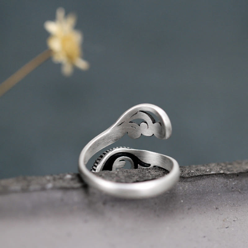 Anillo de plata de ley 925 con Buddha Stones , pez koi, ondulación de agua, suerte y riqueza - image 5