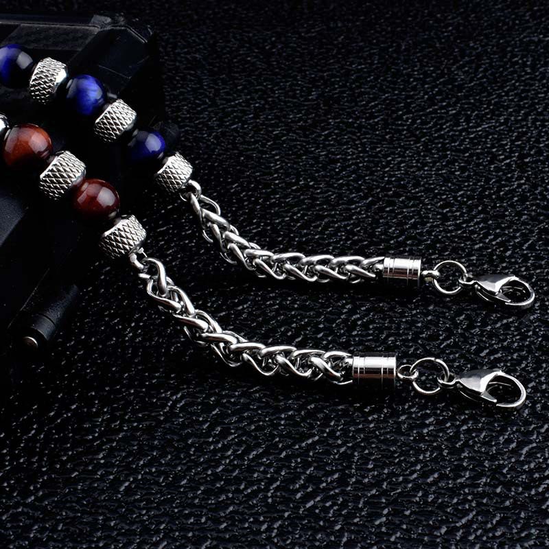 Pulsera de coraje con cuentas de ojo de tigre de ónix negro y Buddha Stones