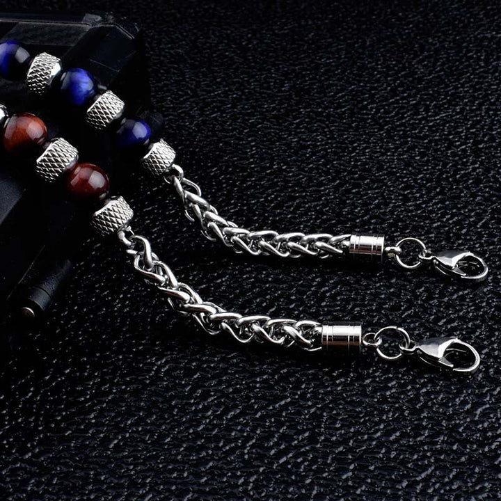 Pulsera de coraje con cuentas de ojo de tigre de ónix negro y Buddha Stones