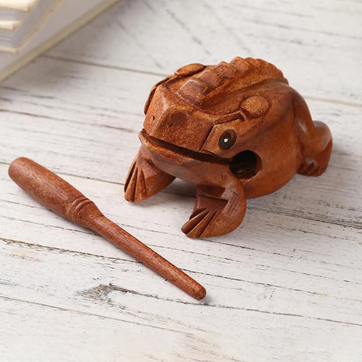Buddha Stones hechas a mano FengShui, rana de la suerte y la riqueza, Mini rana croadora de madera, decoración Guiro