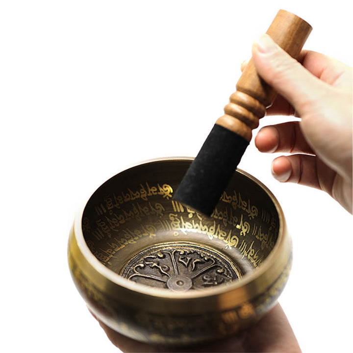 Cuenco con sonido de meditación tibetana con Buddha Stones hecho a mano para curación y atención plena, juego de cuencos para cantar - image 11