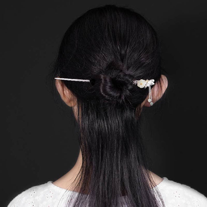 Horquilla de bendición de flor de jade blanco hetiano de plata de ley 925 - image 3