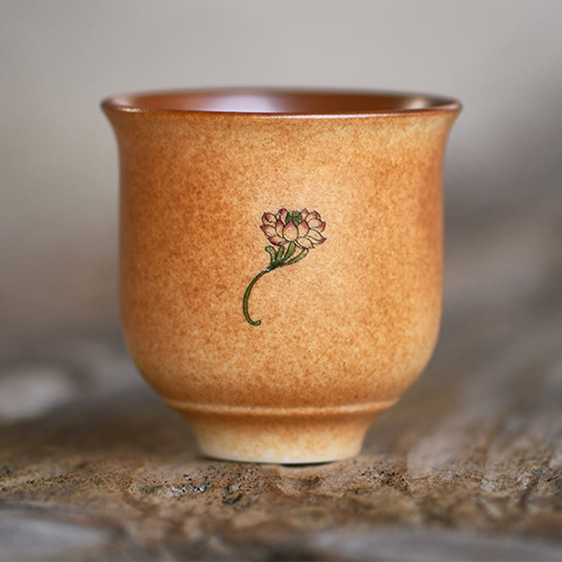 Buddha Stones pequeños frescos de Dunhuang taza de té de cerámica de loto taza de té de Kung Fu 90ml