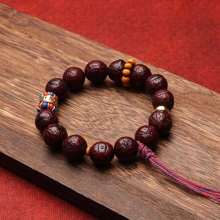 Pulsera con borlas de paz y calma con cuentas de semillas Bodhi de Buddha Stones