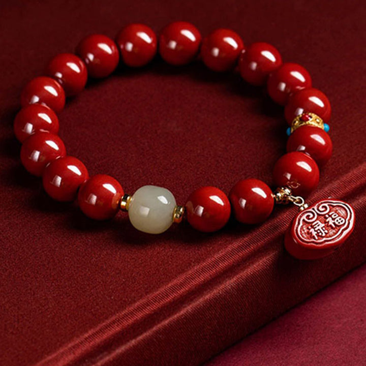Pulsera con dijes de protección curativa de jade cinabrio con Buddha Stones