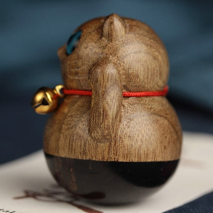 Buddha Stones Mini gato de la suerte gatito Phoebe Zhennan decoración de bendición de madera - image 12