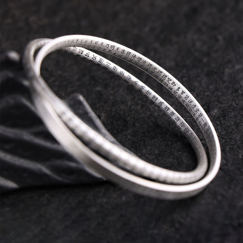 Pulsera de protección tallada con Sutra de corazón de plata de ley 999 con Buddha Stones - image 5