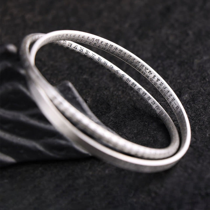 Pulsera de protección tallada con Sutra de corazón de plata de ley 999 con Buddha Stones - image 5