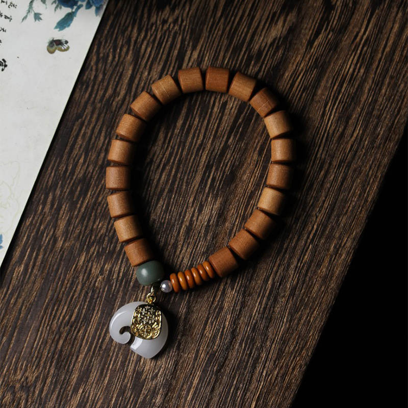 Pulsera de protección de elefante de jade de sándalo