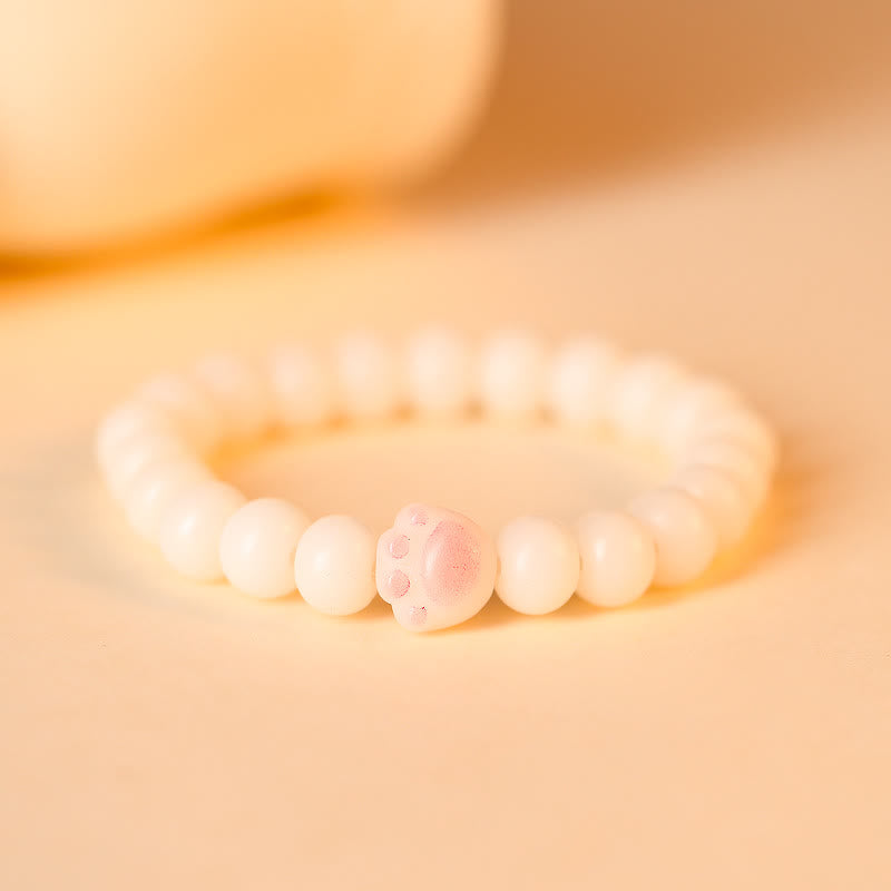 Pulsera de la paz con Buddha Stones, semillas naturales de Bodhi, pata encantadora, pata de gato de la suerte - Rosa - image 2
