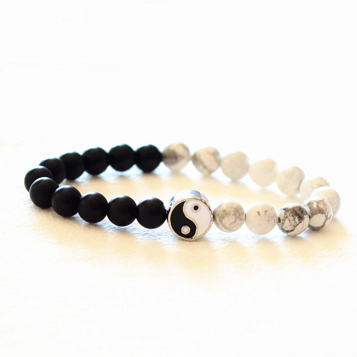 Buddha Stones, 3 uds., cuentas de piedra esmerilada de turquesa blanca Natural, pulsera de riqueza Yin Yang
