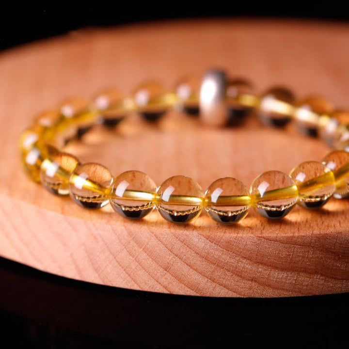 Pulsera de protección de citrino de Buda natal del zodíaco chino de plata de ley 925