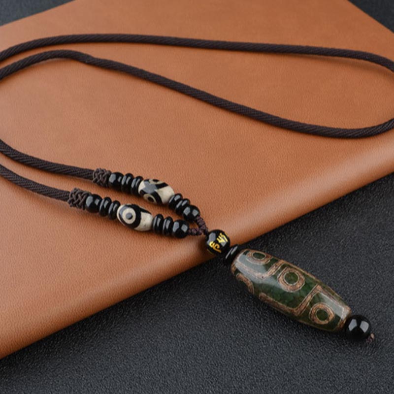 Collar de protección de la riqueza con cuentas Dzi de nueve ojos y Buddha Stones - image 7