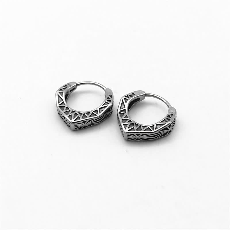 Pendientes de equilibrio de acero y titanio con aro vikingo - image 11