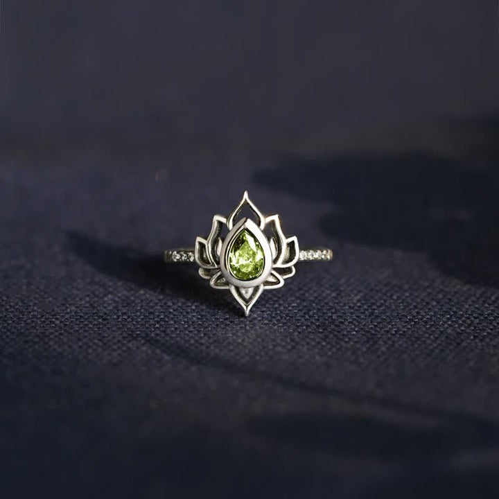 Anillo de protección de bendición de circonita de loto de plata de ley con Buddha Stones - image 11