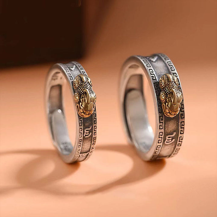 PiXiu Om Mani Padme Hum Corazón Sutra Suerte Riqueza Pareja Anillo