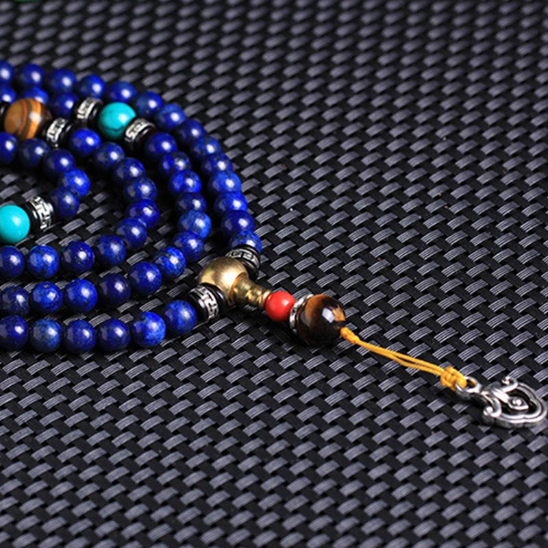 Buddha Stones Mala con 108 cuentas de lapislázuli y lazurita - image 3