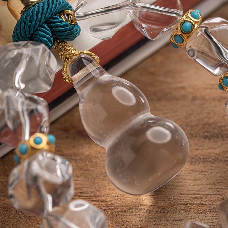 Buddha Stones, decoración colgante de coche con protección de calabaza de ciervo de cristal blanco