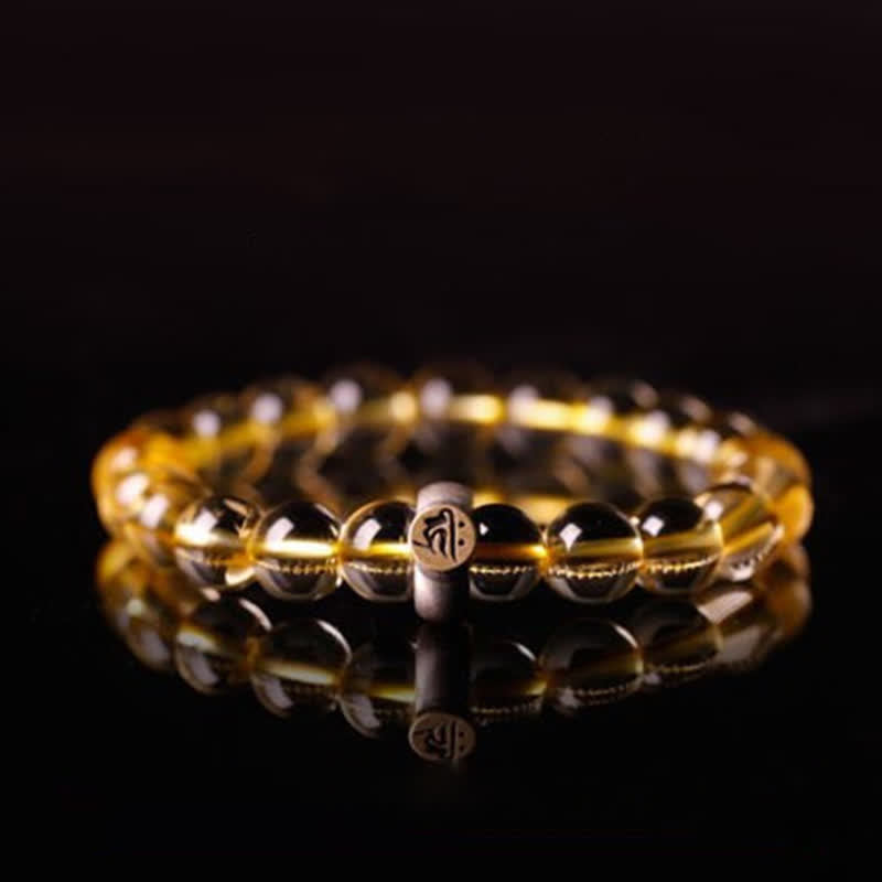 Pulsera de protección de citrino de Buda natal del zodíaco chino de plata de ley 925