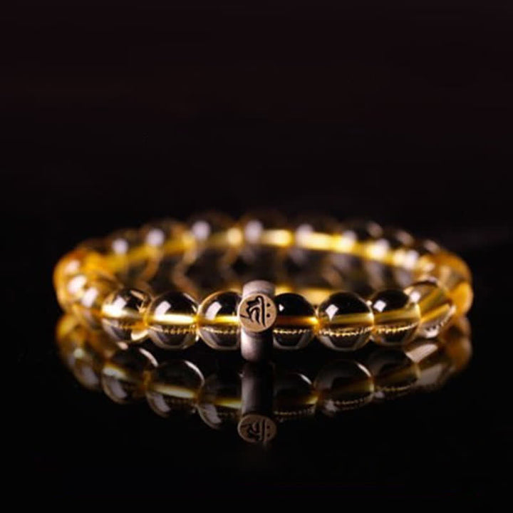 Pulsera de protección de citrino de Buda natal del zodíaco chino de plata de ley 925