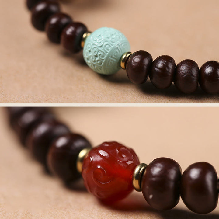 Buddha Stones Natural Tíbet Púrpura Bodhi Semilla Dzi Cuenta Dios de la Riqueza Pulsera de Sabiduría