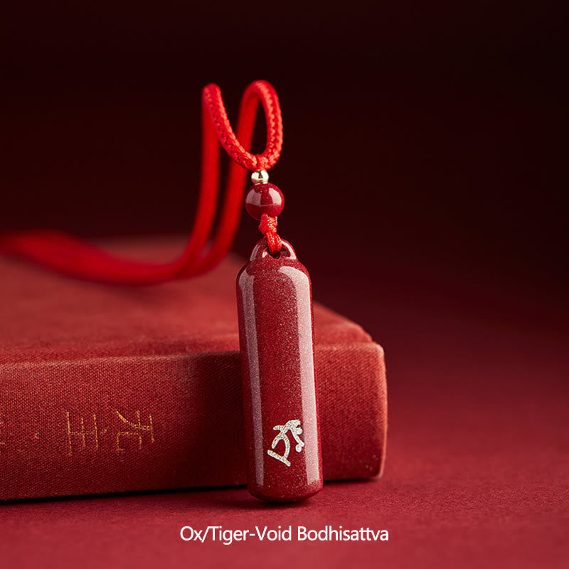 Colgante de collar de cadena de protección con amuleto de cinabrio de Buda natal del zodiaco chino - Rojo - Bodhisattva Buey/Tigre-Vacío - image 22