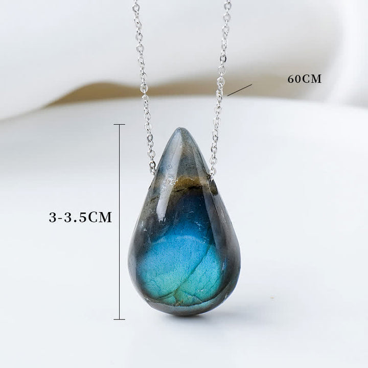 Colgante de collar curativo con soporte de gota de agua de labradorita de Buddha Stones - image 8