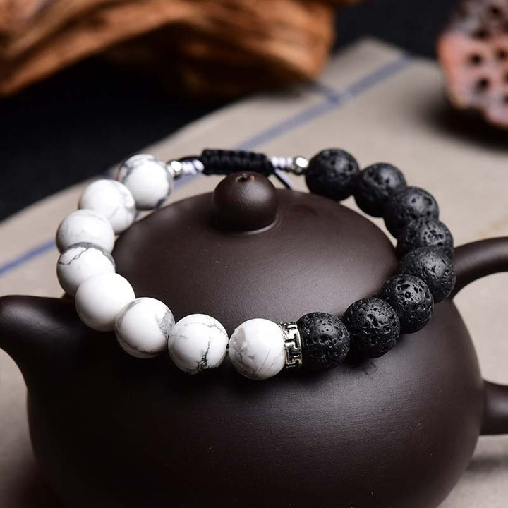 Pulsera de protección de piedra de lava Yin Yang de Buddha Stones