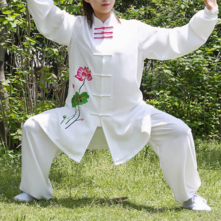Conjunto de ropa para mujer con diseño de hojas y flores de loto y piedras de Buddha Stones para meditación, tai chi, oración y práctica espiritual zen - image 19