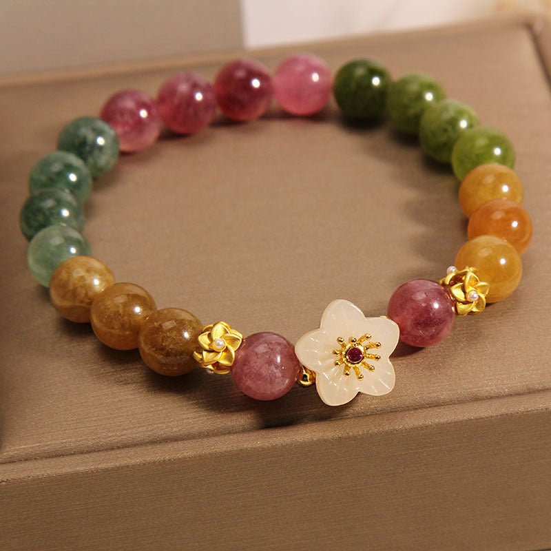 Pulsera de amor con flores de jade y turmalina coloridas de Buddha Stones