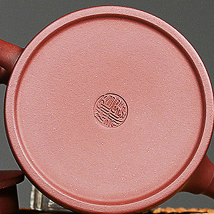 Tetera de kungfú de arcilla púrpura de bambú Vintage hecha a mano con Buddha Stones