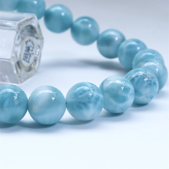 Pulsera de confianza de sabiduría de Larimar natural con Buddha Stones