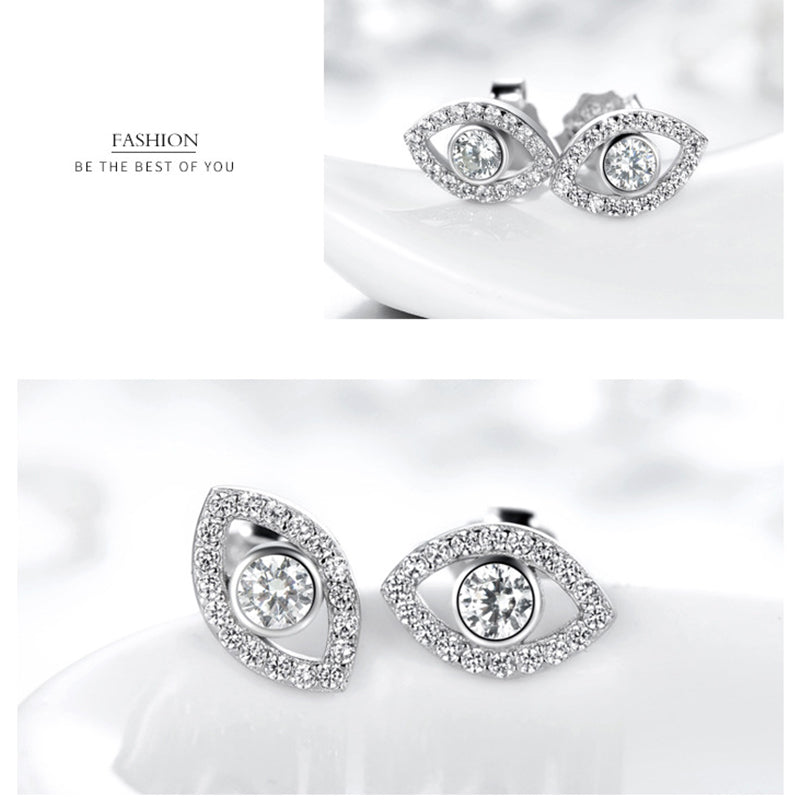 Pendientes de plata de ley 925 con Buddha Stones con símbolo del mal de ojo
