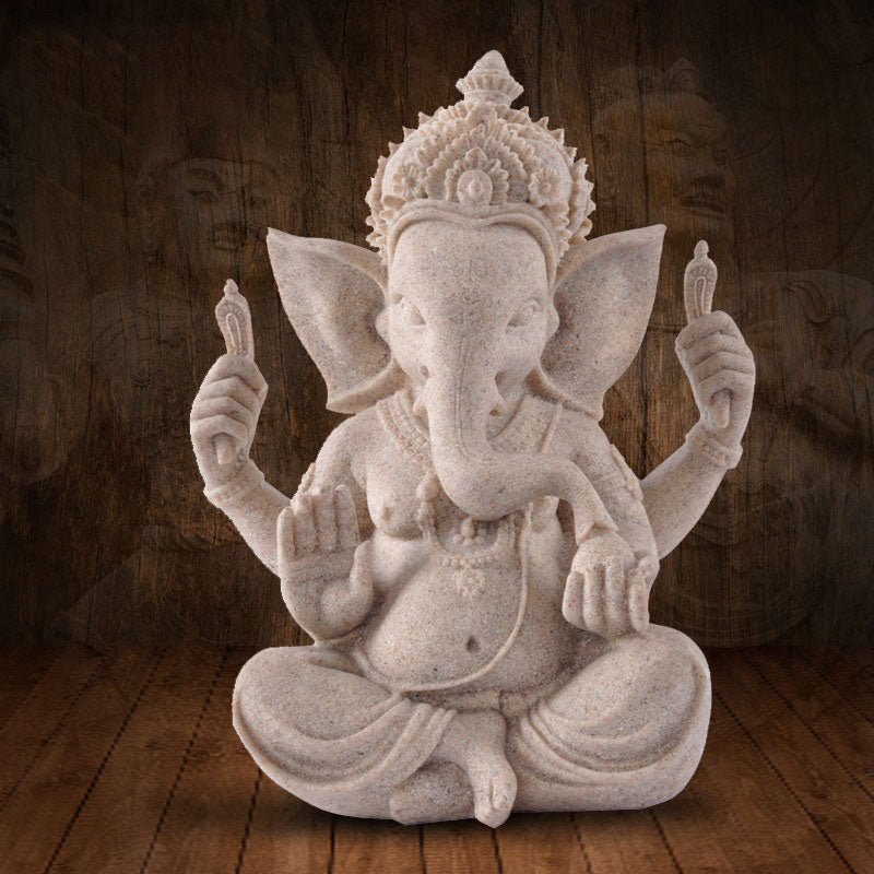 Estatua de elefante Ganesh Ganpati de Buddha Stones , bendición de riqueza, decoración del hogar - Gris - image 0