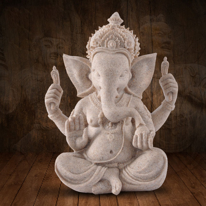 Estatua de elefante Ganesh Ganpati de Buddha Stones , bendición de riqueza, decoración del hogar - Gris - image 0