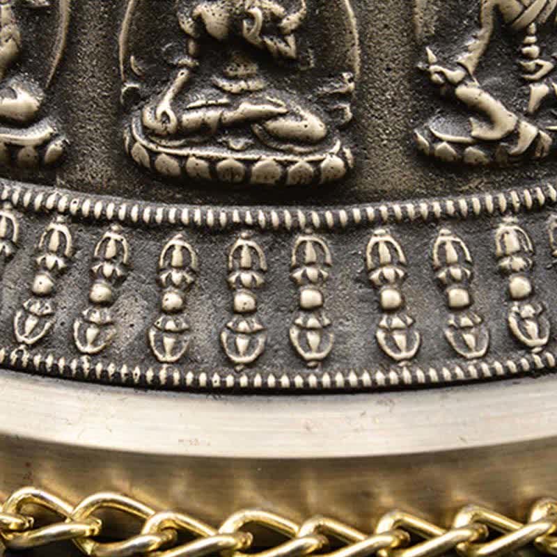 Campana de viento tibetana con grabado de Buda, dragón, campana de cobre, decoración colgante de pared de la suerte