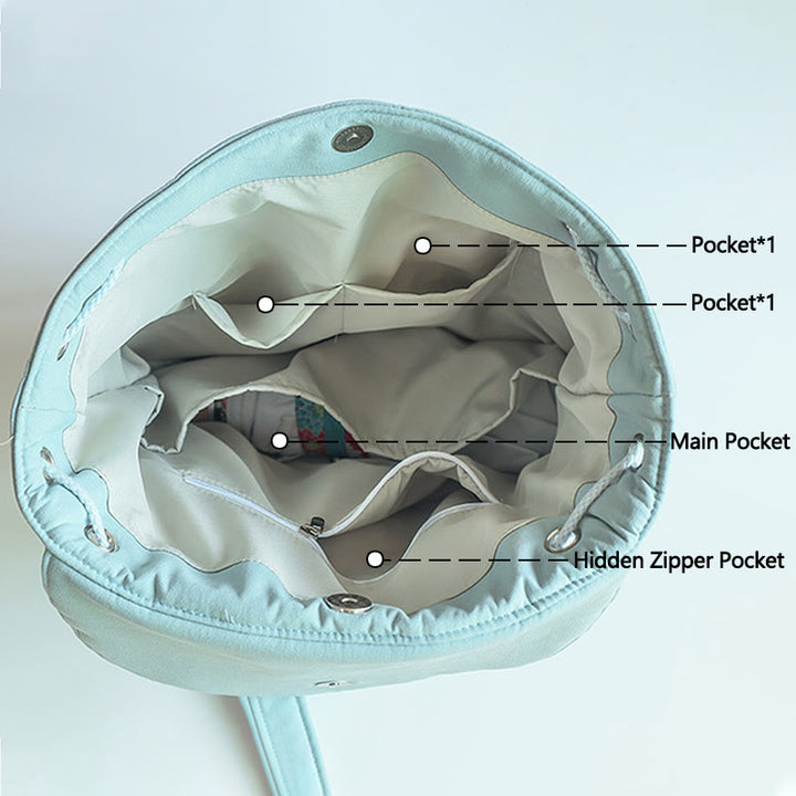 Mochila de lona de gran capacidad bordada hecha a mano con Buddha Stones - image 2