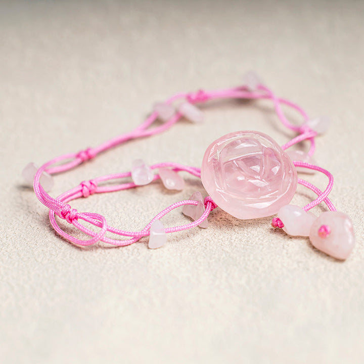 Tobillera curativa de paz interior con Buddha Stones, amatista, cristal rosa, aventurina verde, rosa