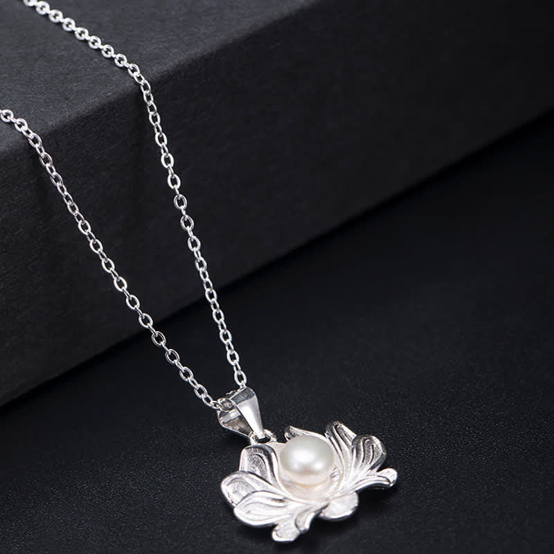 Colgante de collar de riqueza con perlas de flor de loto de plata de ley 925 con Buddha Stones - image 5