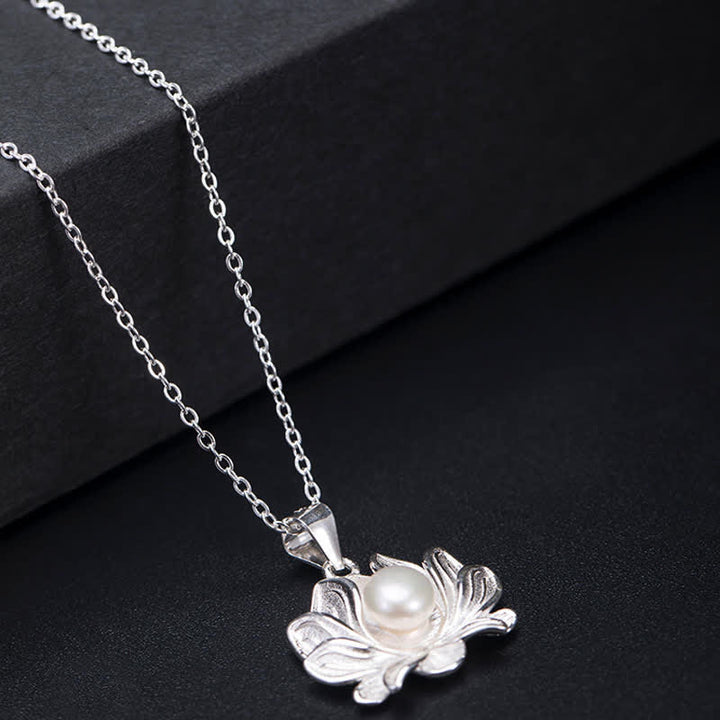 Colgante de collar de riqueza con perlas de flor de loto de plata de ley 925 con Buddha Stones - image 5